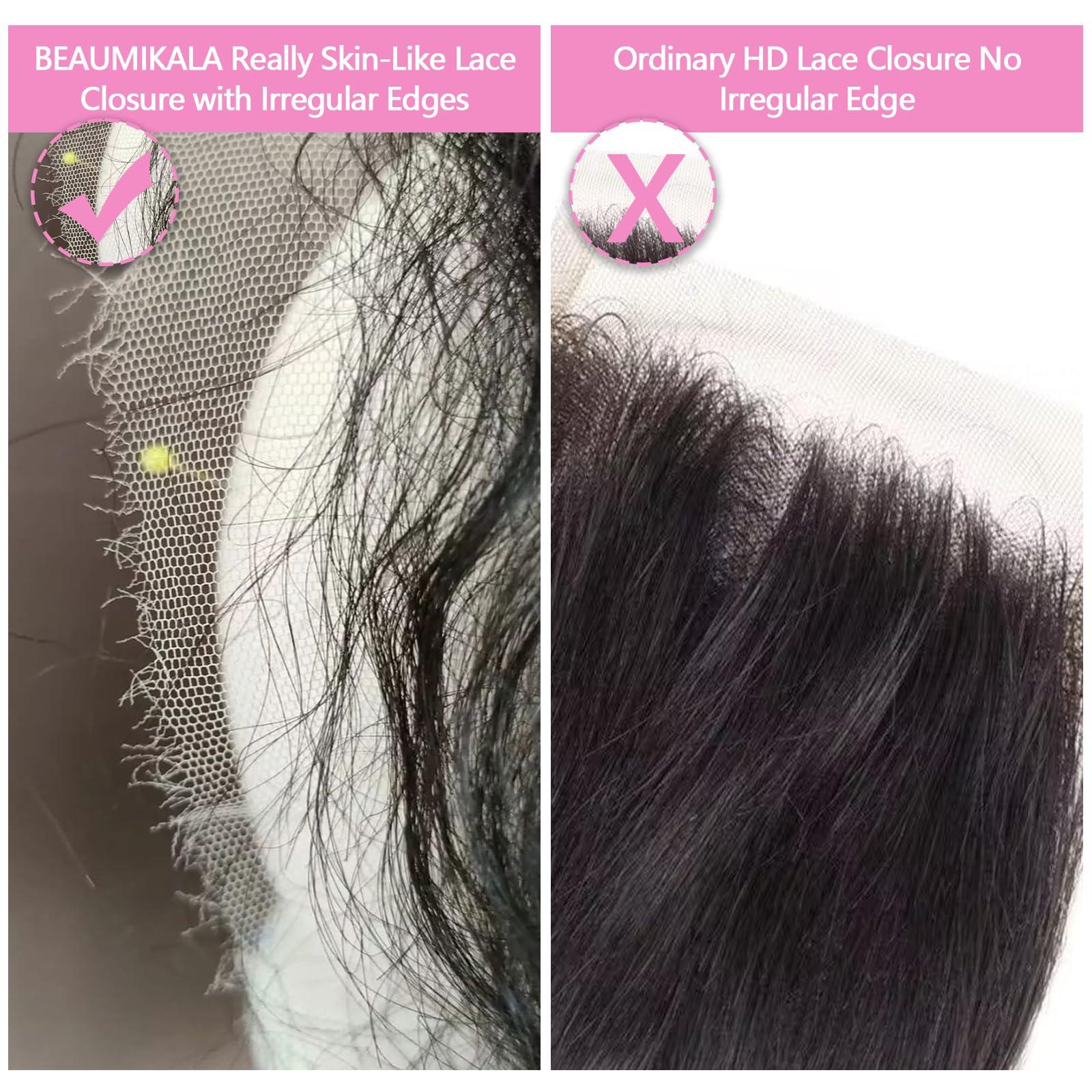 BEAUMIKALA 20 Inch 13x4 HD Lace Closure Only Body Wave 12A Brazilian Skin-Like Closure Human Hair 100% Virgin Remy Hair Frontal HD Lace Pre Plucked With Baby Hair Natural Black