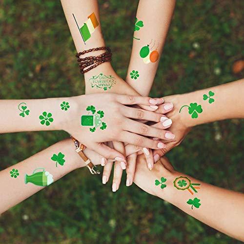 Encci St. Patrick's Day Tattoos – 10 Sheets Encci Temporary Shamrock Tattoos 10 Set For St.Paddy's day Irish Tattoo Sticker Clover Tattoos Parade Party Favors Decorations (style 3)