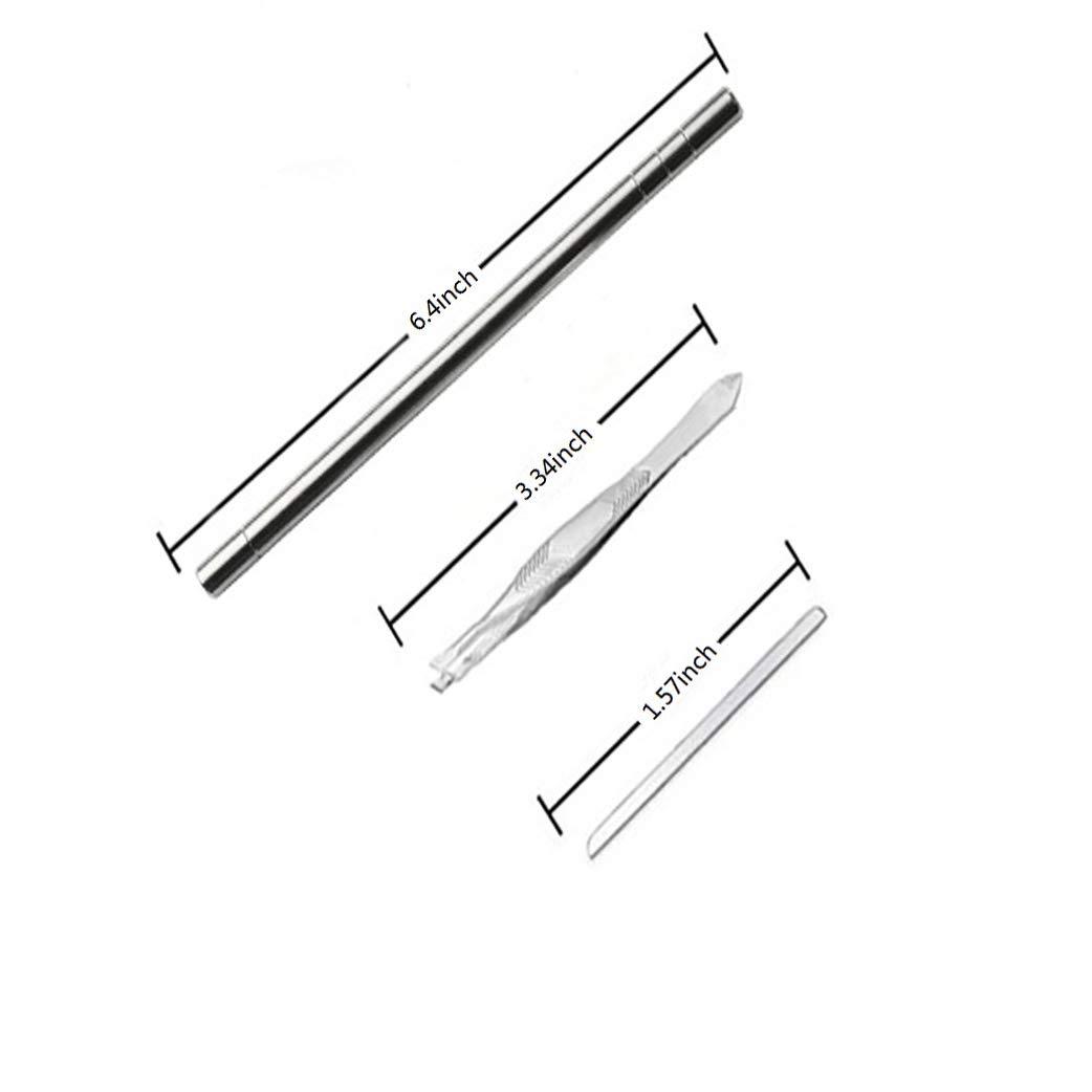 Beikalone Beikalone Hair Tattoo Razor Pen, Stainless Steel Hairstyle Design Trimmer, with Tweezers and 10 Pieces Blades, for Eyebrow Mustache Hair Styling Art