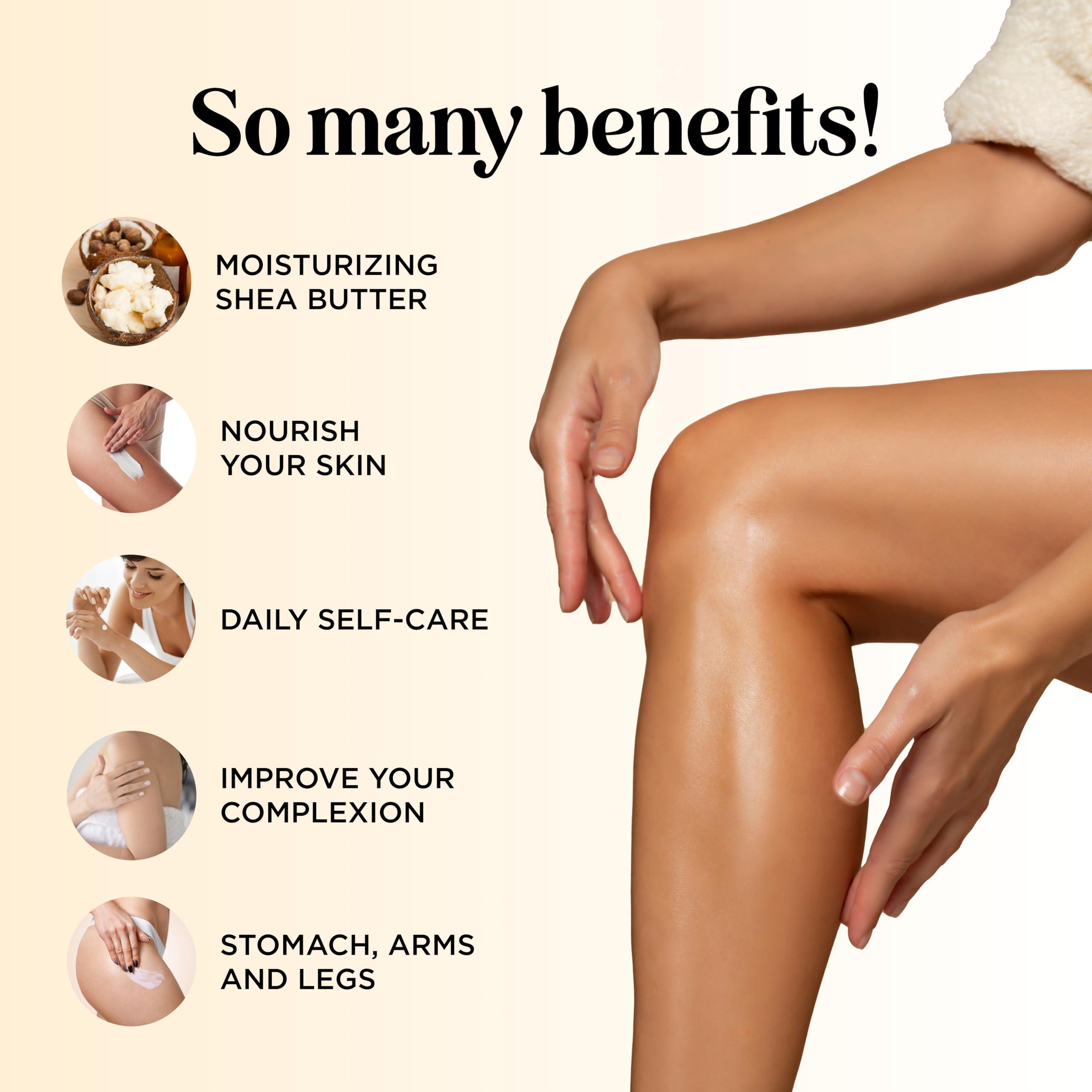 HONEYDEW Concealing Caffeine Cream for Cellulite Reduction - Ultra Moisturizing Cellulite Cream for Thighs Butt and Belly with Rich Shea and Cocoa Butter - Light Scented Vegan Firming Body Lotion for Women
