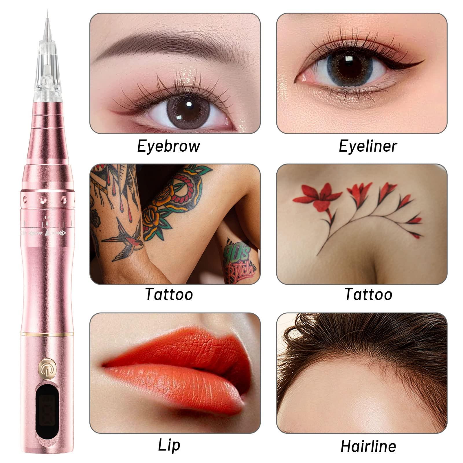 whalrace Whalrace PMU Machine with Digital Screen, Cordless Permanent Makeup Machine, Tattoo Machine Kit with 2 Lithium Batteries, 10pcs PMU Needles Microblading Machine - Rose Gold