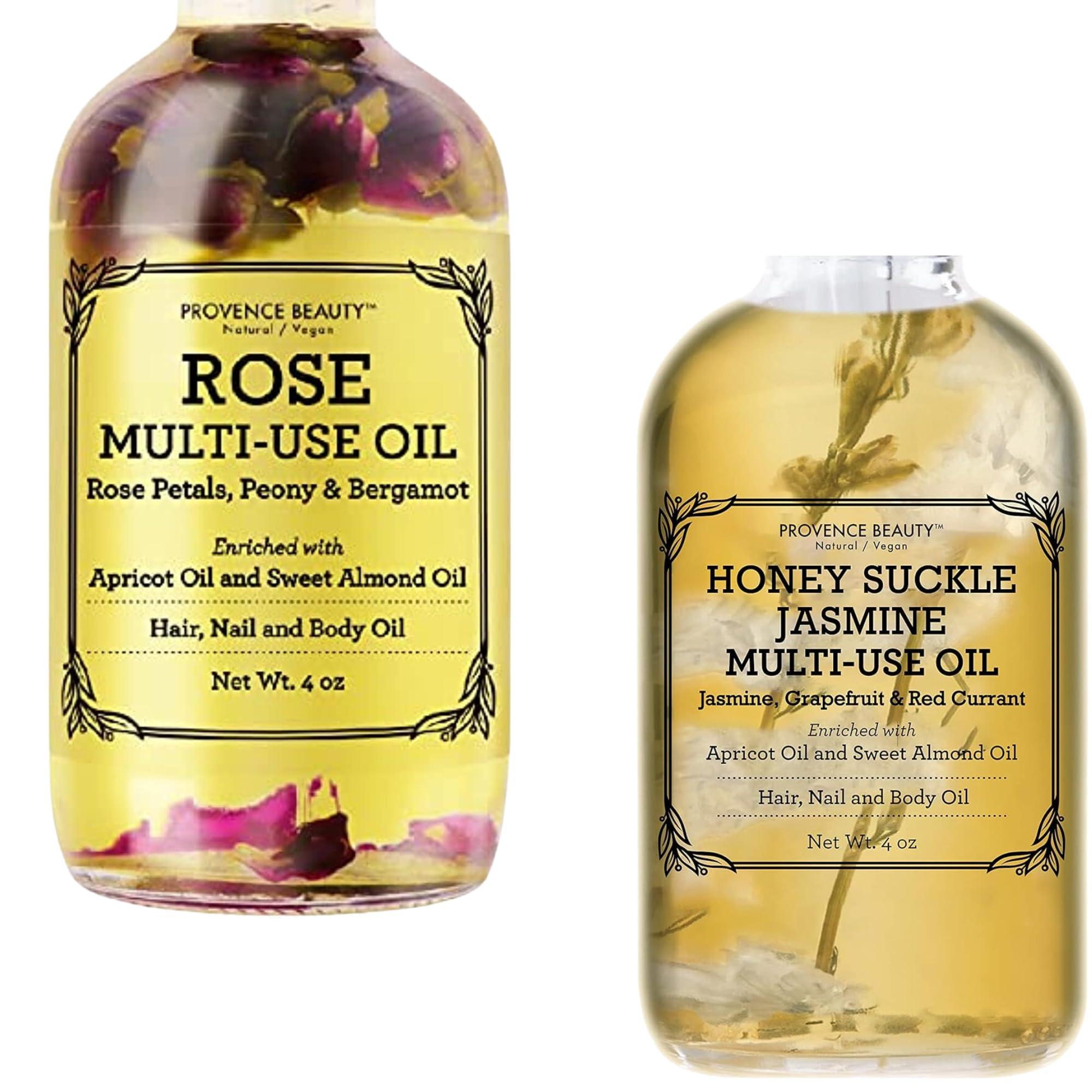 Provence Beauty Rose Multi-Use Oil for Face, Body and Hair - Organic Blend of Apricot, Vitamin E - Honey Suckle Jasmine Multi-Use Oil for Face, Body & Hair