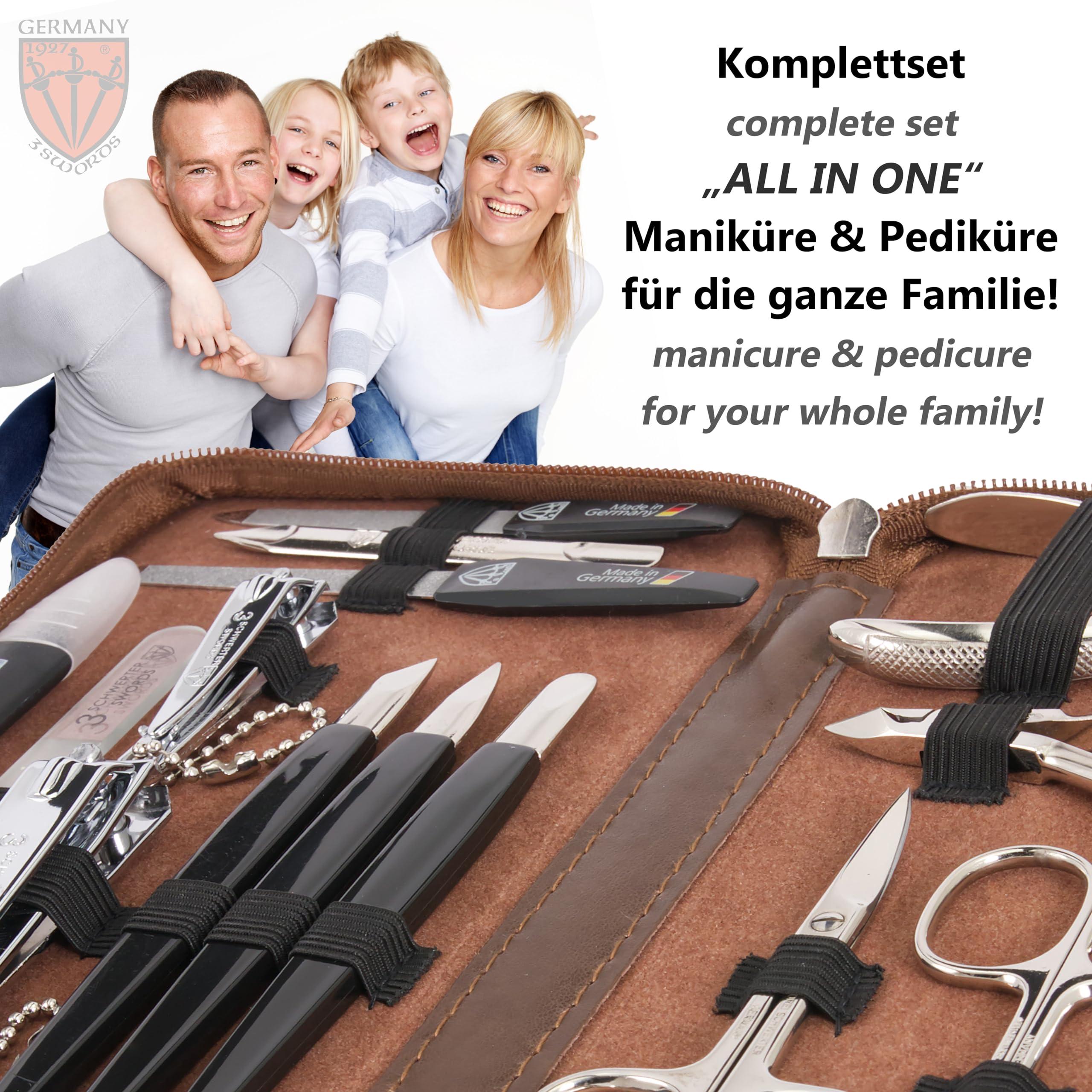 3 Swords Germany 3 Swords Germany - brand quality 16 piece manicure pedicure grooming kit set for professional finger & toe nail care scissors clipper synthetic leather case, Made in Germany
