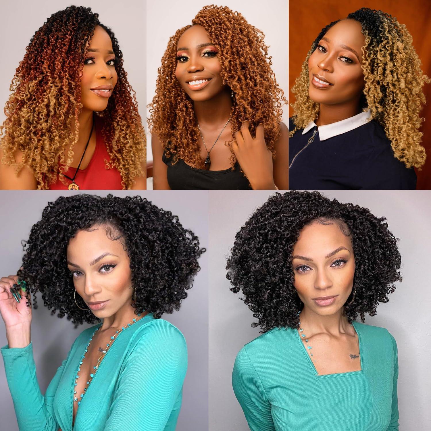 Trekci 12 Inch 9 Packs Yanky Twist Crochet Hair Pre-Twisted Curly Braiding Hair Extensions Pre-looped Senegalese Twist Braids Synthetic Curly Crochet Hair For Black Women(12inch, 9pack, 1b/350)
