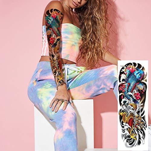 LEOARS LEOARS Dragon Fish Sleeve Temporary Tattoos Fake Fish Dragon Half Arm Tattoos Stickers and Extra Large Full Arm Tattoo Sleeves for Men Women,12-Sheet