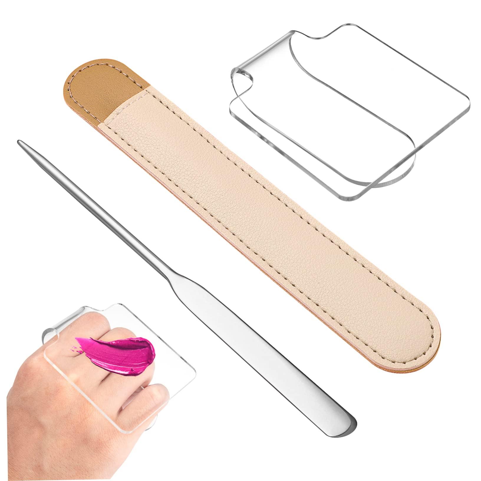 Hemoton Hemoton 2pcs Palette Makeup Foundation Make up Pallets Makeup Mixing Tray Blending Plate for Makeup Nail Cosmetic Polish Plate Acrylic Nail Paint Tray Manicure Paint Pallet Stainless Steel