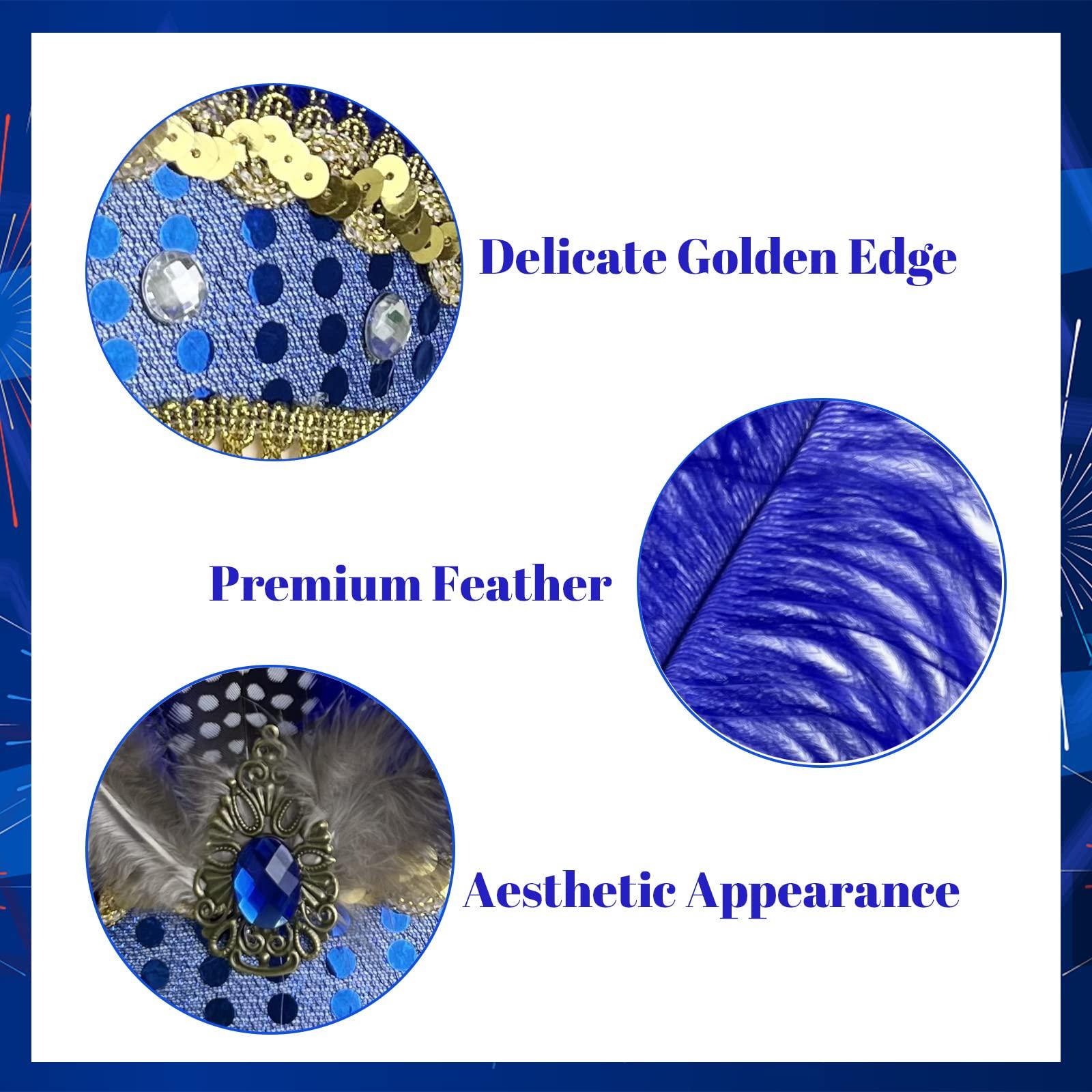 Goenb Goenb Mardi Gras Headband, Mardi Gras Headband for Women Girls Showgirl Carnival Feather Headpiece for Hawaii Costume Party (Blue)