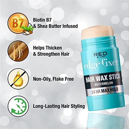 Red by Kiss Red by Kiss Hair Wax Stick 24HR Max Hold Edge Fixer Edge Control Pomade Non-Sticky, Non-Oily Flake Free Hair Styling Wax (Watermelon)