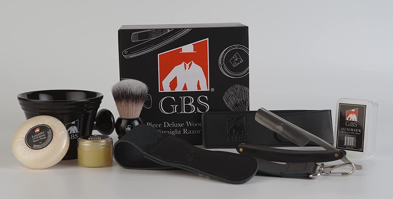 G.B.S G.B.S 8 Piece Deluxe Wood shaving Straight Razor Set Shave Ready