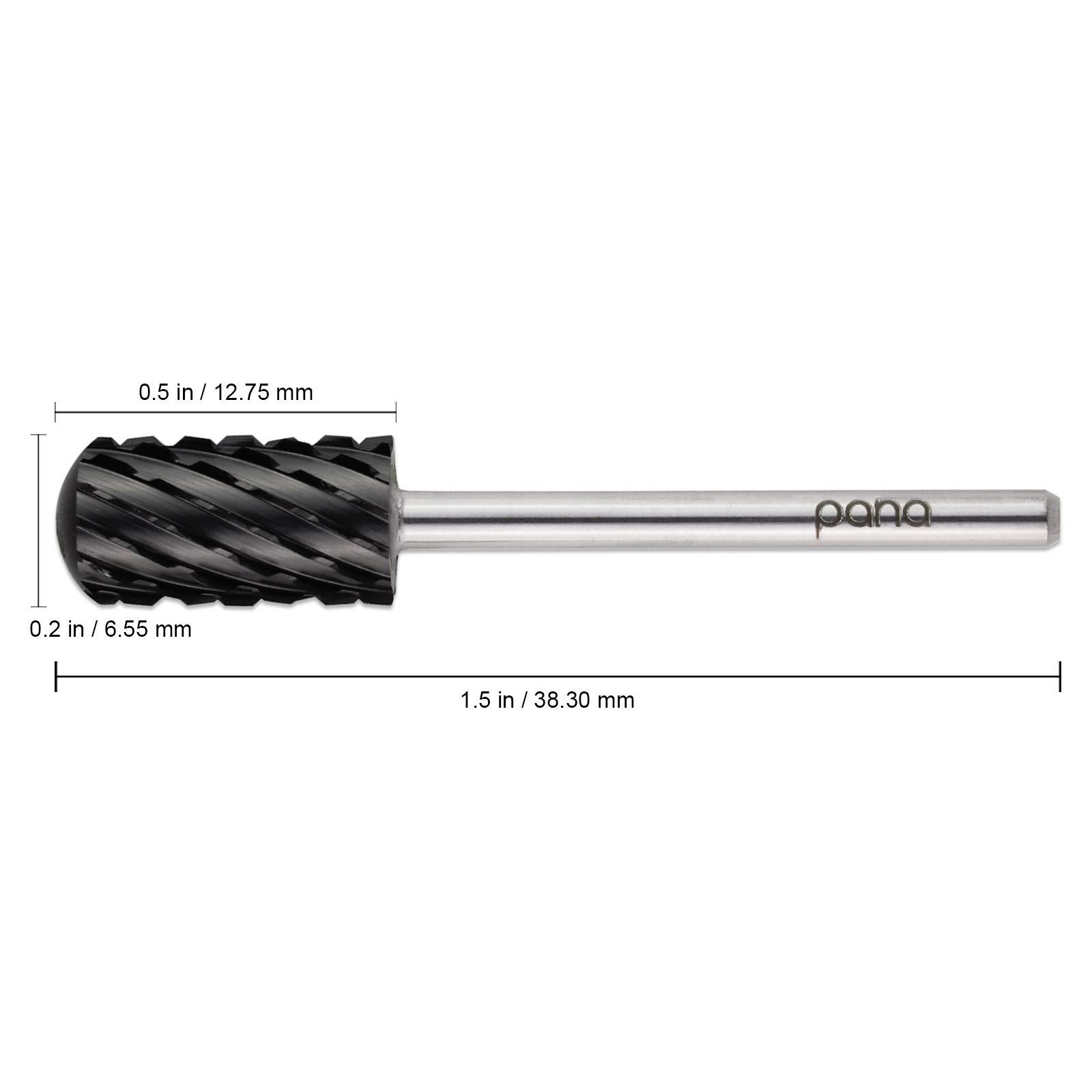 PANA USA Pana DLC 3/32\" Safety Nail Carbide - Smooth Round Top Large Barrel Head for Electric Dremel Drill Machine (Black, 3XC Grit)