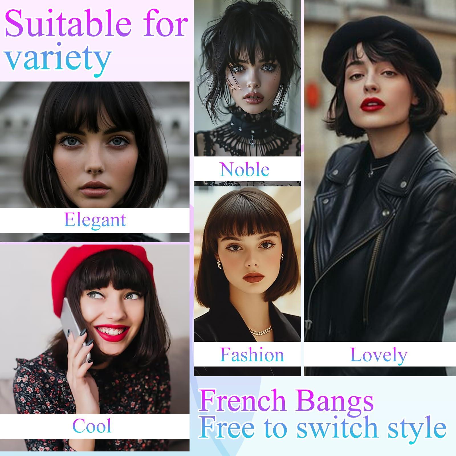 Tyqour Tyqour 2pcs Wispy Curtain Bangs Hair Clip, Bangs Clip, Bangs Hair Clip In Bangs Real Human Hair, Black Hair Extensions Clip In, Clip On Bangs for Women Daily Wear(Black)