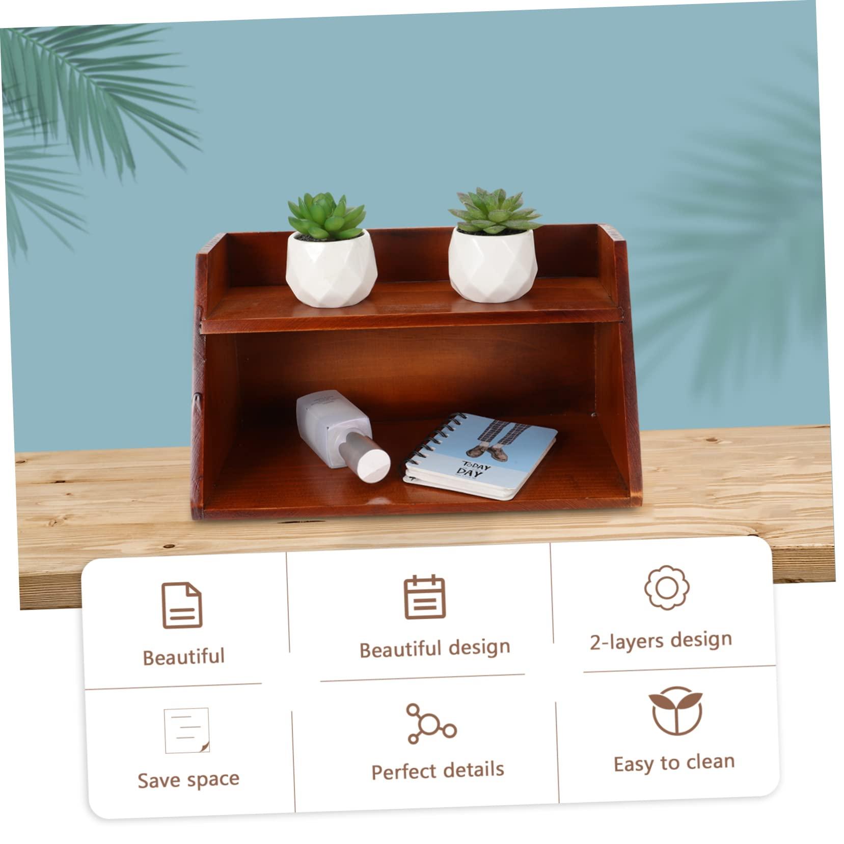 POPETPOP POPETPOP 1pc Multi-layer Shelf Bin Marker Organizer Organiser Mouse Computer Desktop Pantry Pen Holder for Desk Make Dividers Accessories Unique Foil Storage Shelving Cosmetics Rack Wood