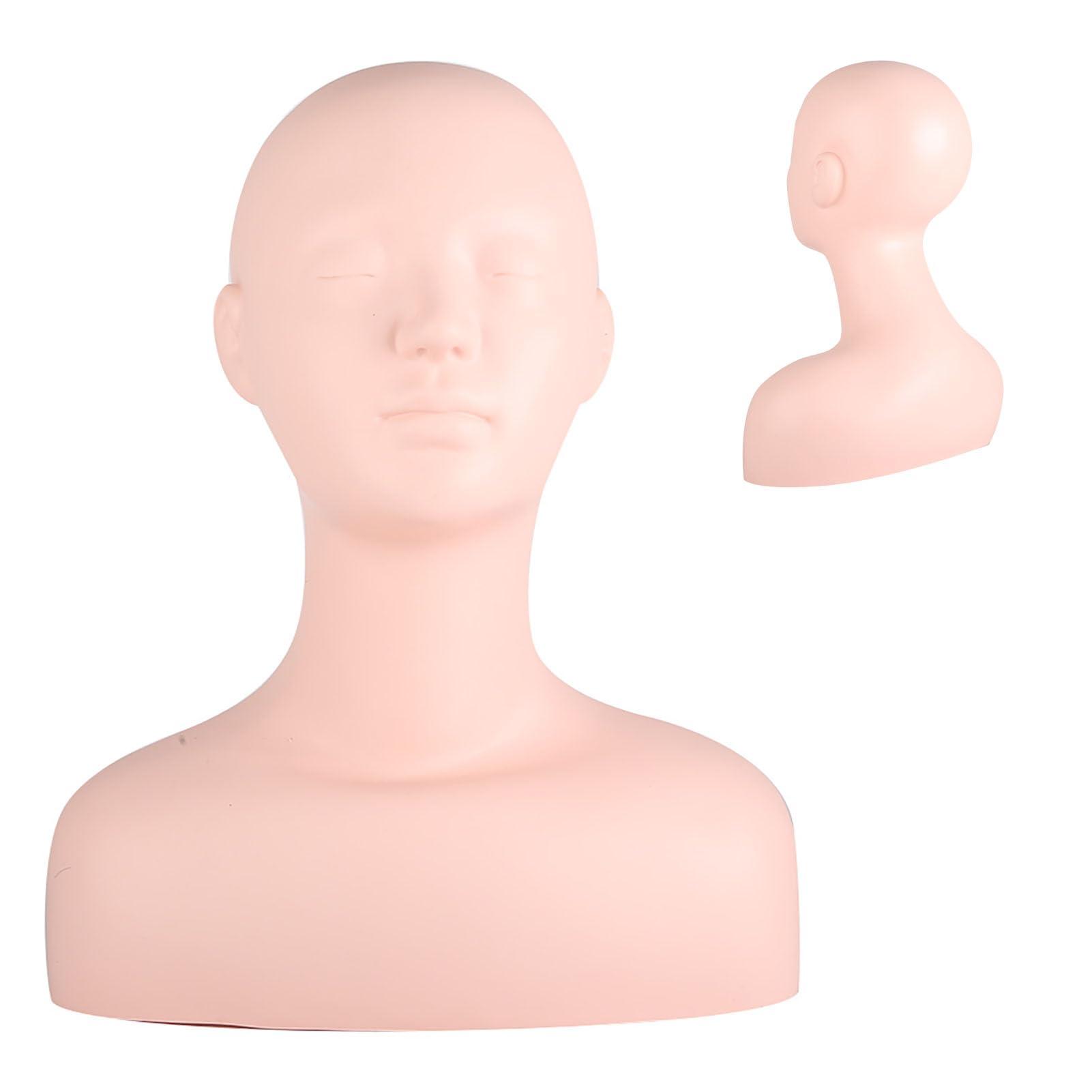 Obetuens Makeup Practice Mannequin Head, Multifunction Massage Makeup Practice Training Head, Soft Mannequin Cosmetology Mannequin Doll Face Head Model Wig Hat Display for Salons