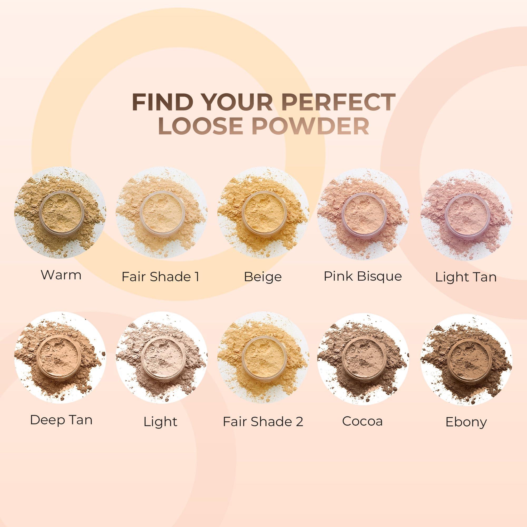 Sweet Face Minerals 4pc Full Size Kit (Cocoa) Mineral Makeup Matte Translucent Loose Foundation + Kabuki Brush + Concealer + Finishing Setting Powder + Bare Face Full Coverage SPF 30 All Skin Types Waterproof