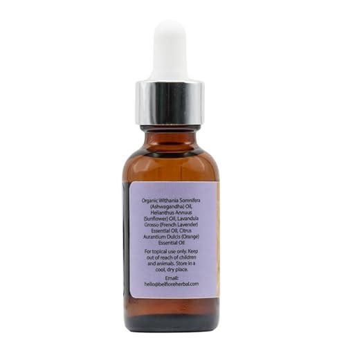 Belfiore Herbal Belfiore Herbal Ashwagandha 100% Pure Natural Organic Oil, Immune Support, Healthy Skin, Collagen Boosting Anti Wrinkle, Vegan non-GMO, 1 ounce