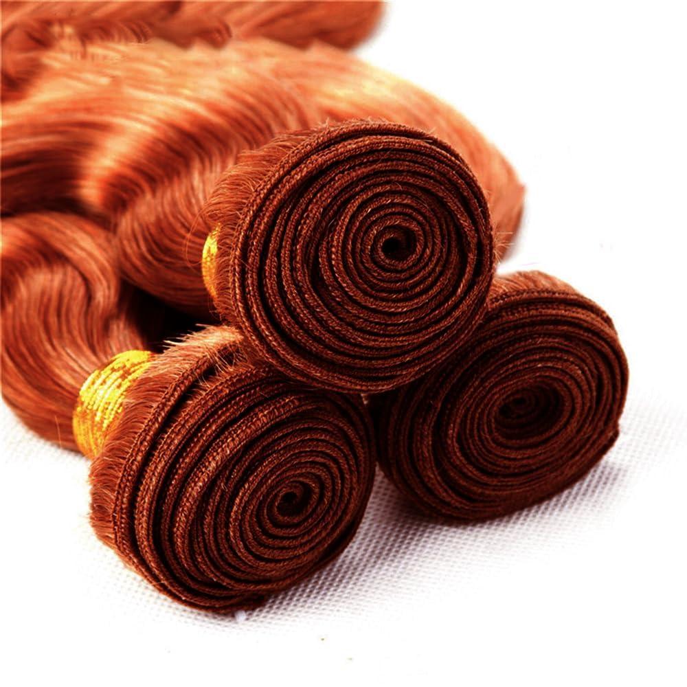 AuokMar AuokMar Copper Human Hair Bundles Reddish Brown, Body Wave, 14 Inch, 100g, Brazilian Virgin Remy, 1 Bundle, Sew In Hair Weave