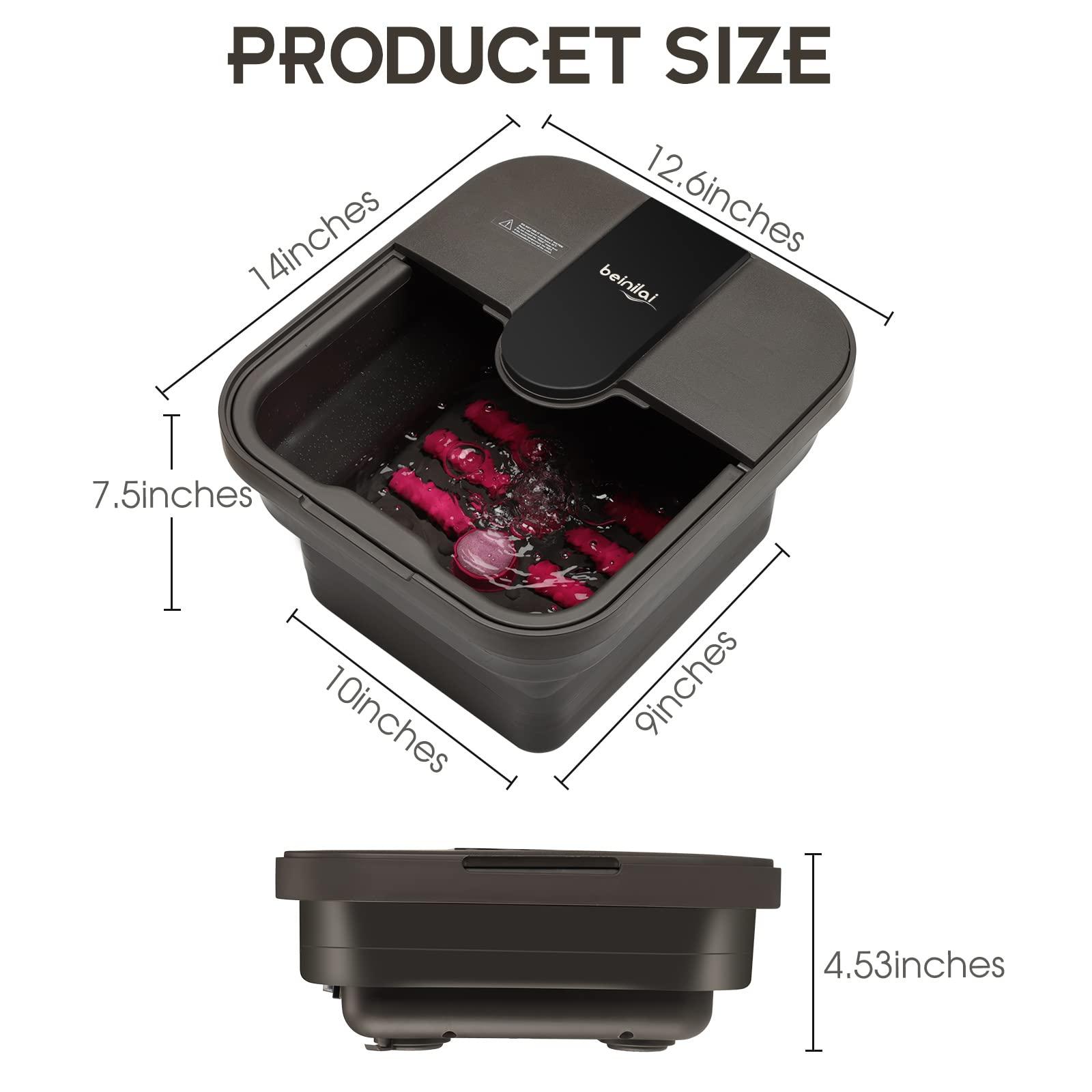 Beinilai Beinilai Collapsible Foot Spa,Foot Bath with Heat and Massage and Bubble Jets,Foot Soak Tub with Six Non Motorized Foot Rollers,Acupressure Massage Points,Red Light and Removable Pumice Stone