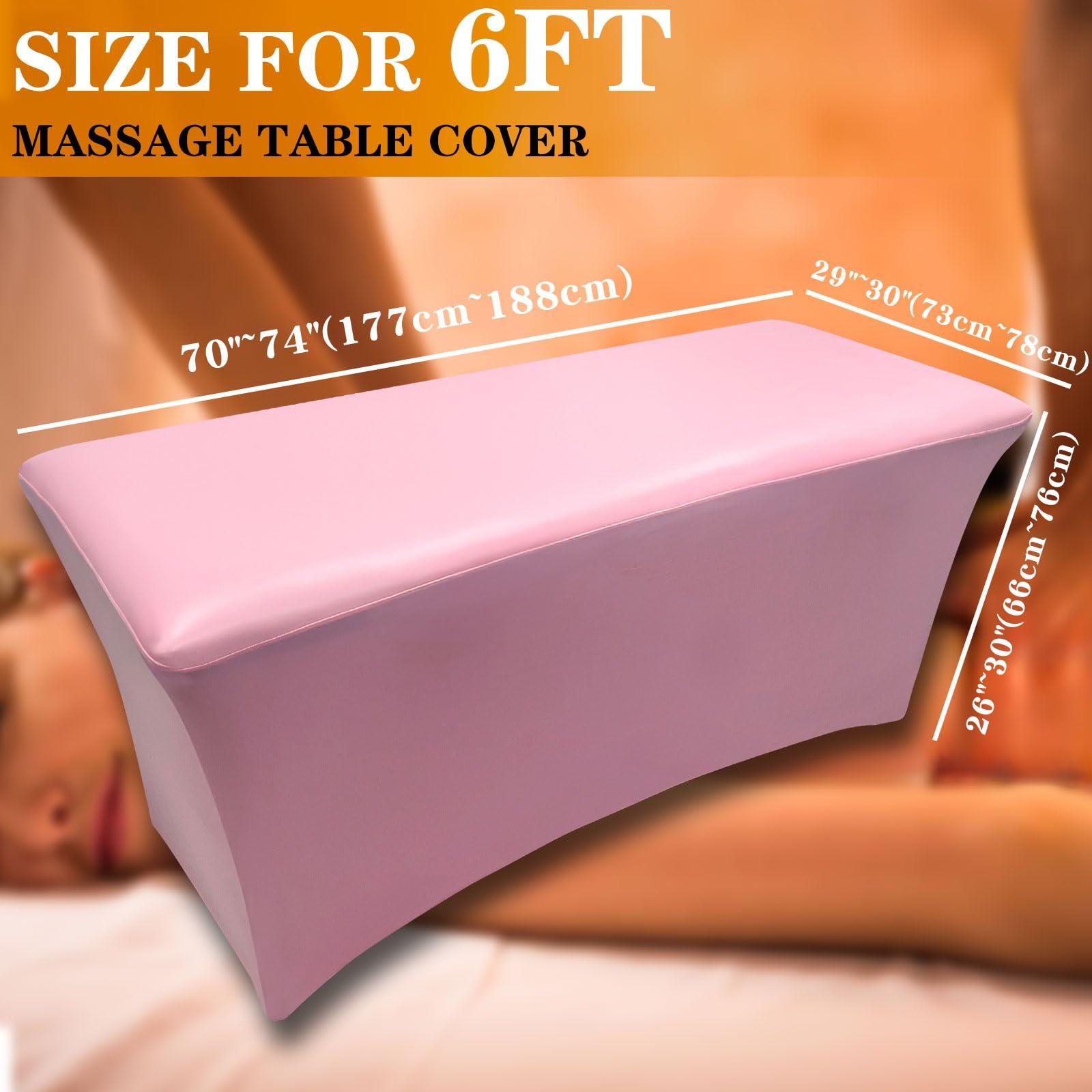 WUSOUPU Wipeable Lash Bed Cover PU Leahter Massage Table Cover with Storage Pocket, Reusable Massage Bed Cover Pink Spa Bed Cover High Elasticity Wax Bed Cover for Esthetician (6FT, Pink)