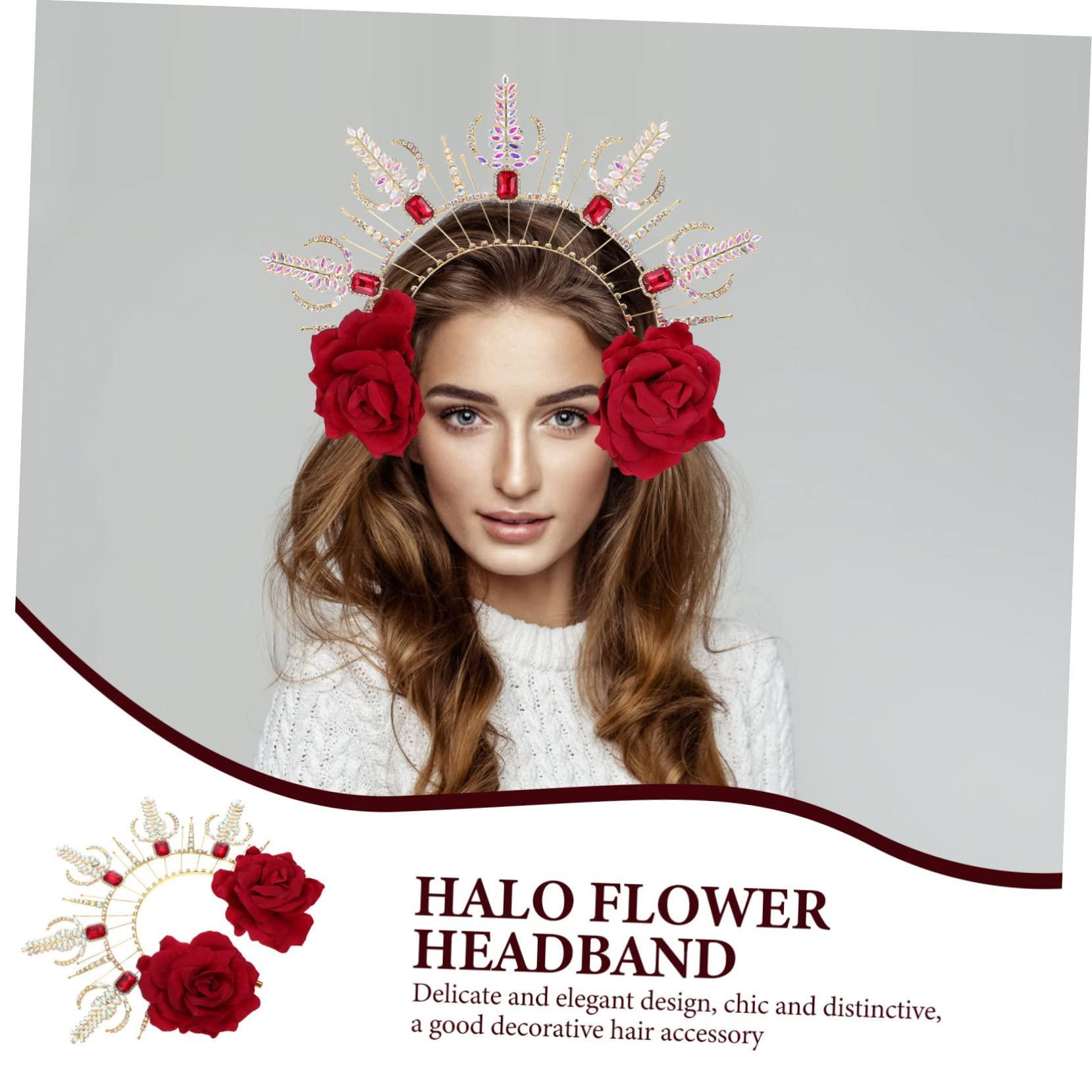 minkissy minkissy Notre Dame Headband rhinestone headbands for women headband hair accessories for women wedding roman goddess sun costume goth outfits Costume Prop Rose Greece bride Metal