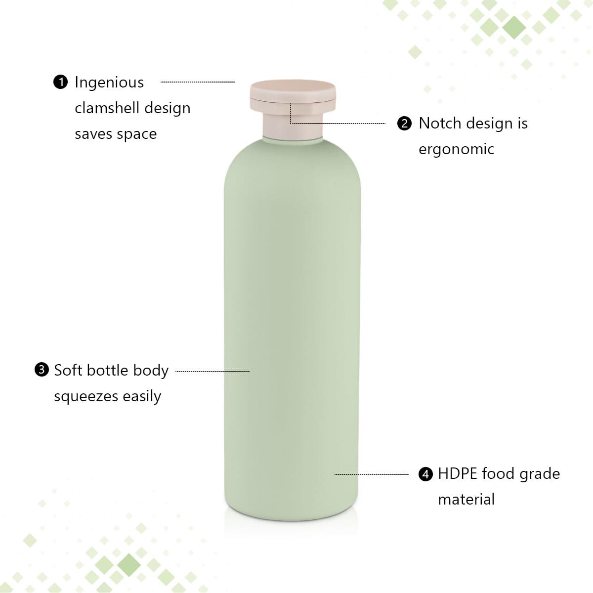 ASEVAT ASEVAT 13.5 oz Large Travel Shampoo and Conditioner Bottles, Green Squeeze Bottles for Shampoo, Travel Containers for Toiletries Leak Proof for Lotion, Cream and Liquids (4Pcs)