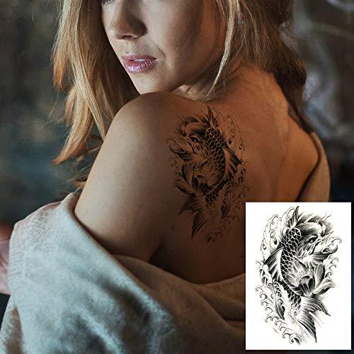 LEOARS LEOARS Dragon Fish Sleeve Temporary Tattoos Fake Fish Dragon Half Arm Tattoos Stickers and Extra Large Full Arm Tattoo Sleeves for Men Women,12-Sheet