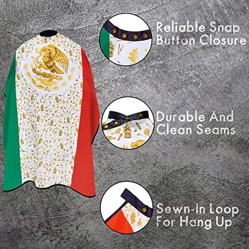King Midas Empire King Midas Mexico Flag Barber Cape - Professional Grade Hairdressing Cape - Barber Shop and Home Salon Barber Cape