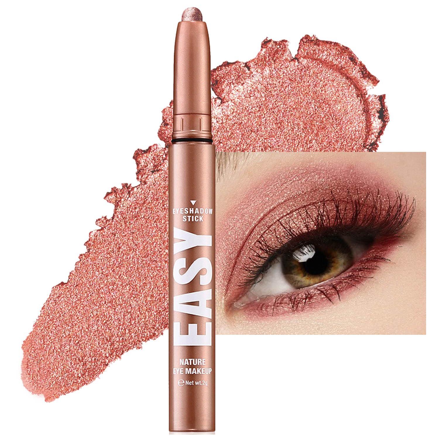 Wavuketu Wavuketu Red Eyeshadow Stick Shimmer Cream Single Eyeshadow Pencil Makeup, High Pigmented Crease-proof Eye Shadow Brightener Stick, Hypoallergenic Waterproof Long Lasting Eye Highlighter Stick (12#)