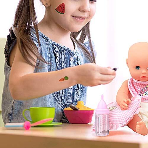 AWLEE Flash Temporary Tattoo Stickers for Kids Glitter Fake Tattoos Cartoon Fruits Pattern Birthday Party Favors Supplies Face Arm Hands Back Decorations for Children Gift