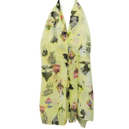 allydrew Allydrew Chiffon Under the Sea Fish Pattern Long Scarf, Yellow