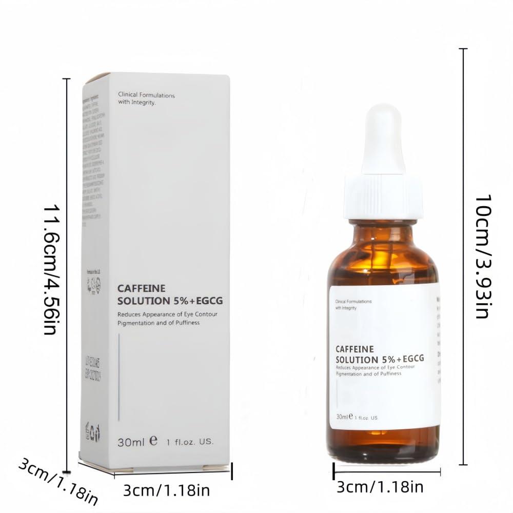 AFCRYIYE Caffeine Solution 5% + EGCG, Caffeine Eye Serum For Face, Moisturizing Under Eye Solution For Reduces Dark Circles & Puffiness, 30ML (1, 1 PC)