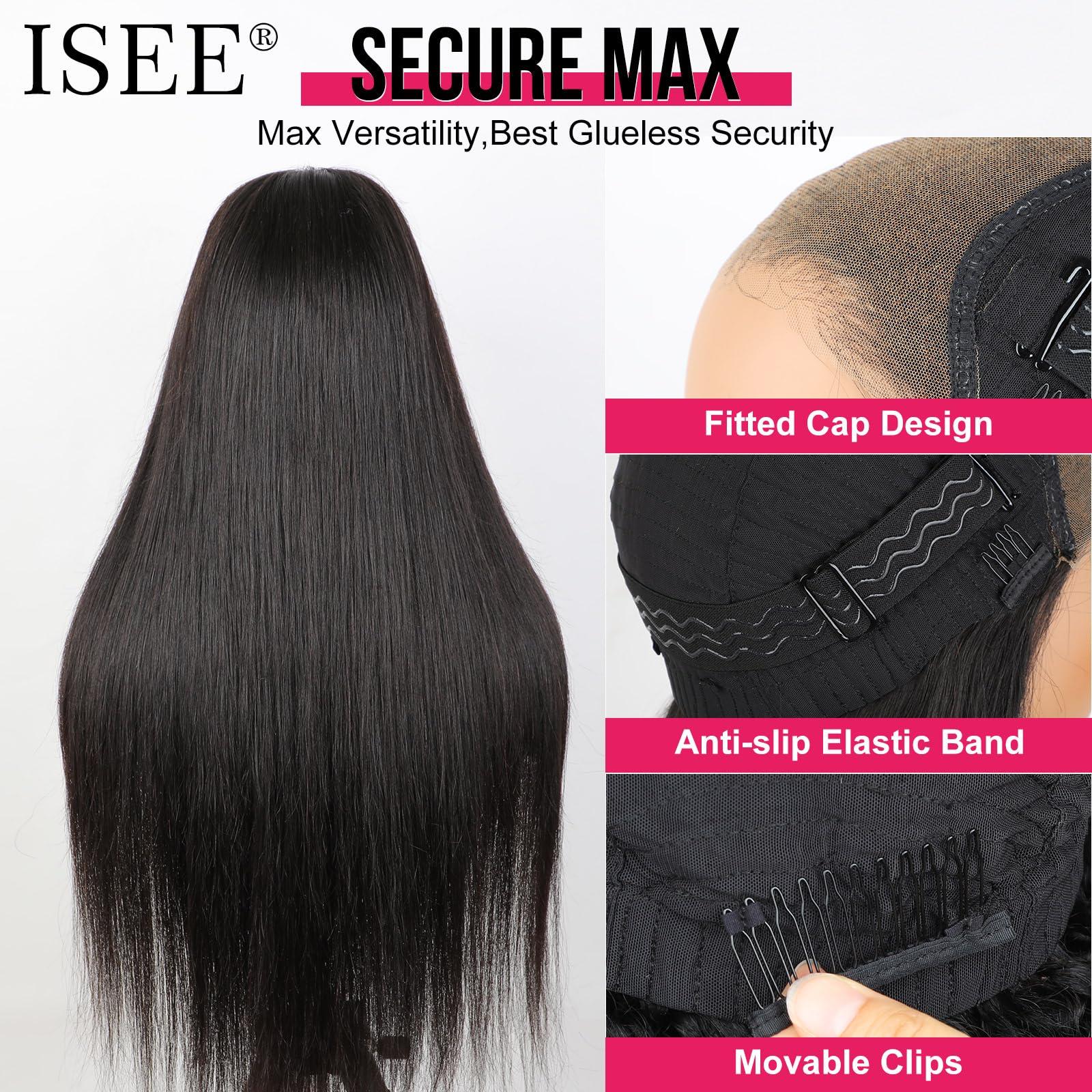 ISEE ISEE HAIR Straight Wear Go Glueless Wig Human Hair Pre Plucked Pre Cut 9x6 HD Lace Pre Bleached Tiny Knots Human Hair Wigs For Women 26 Inch