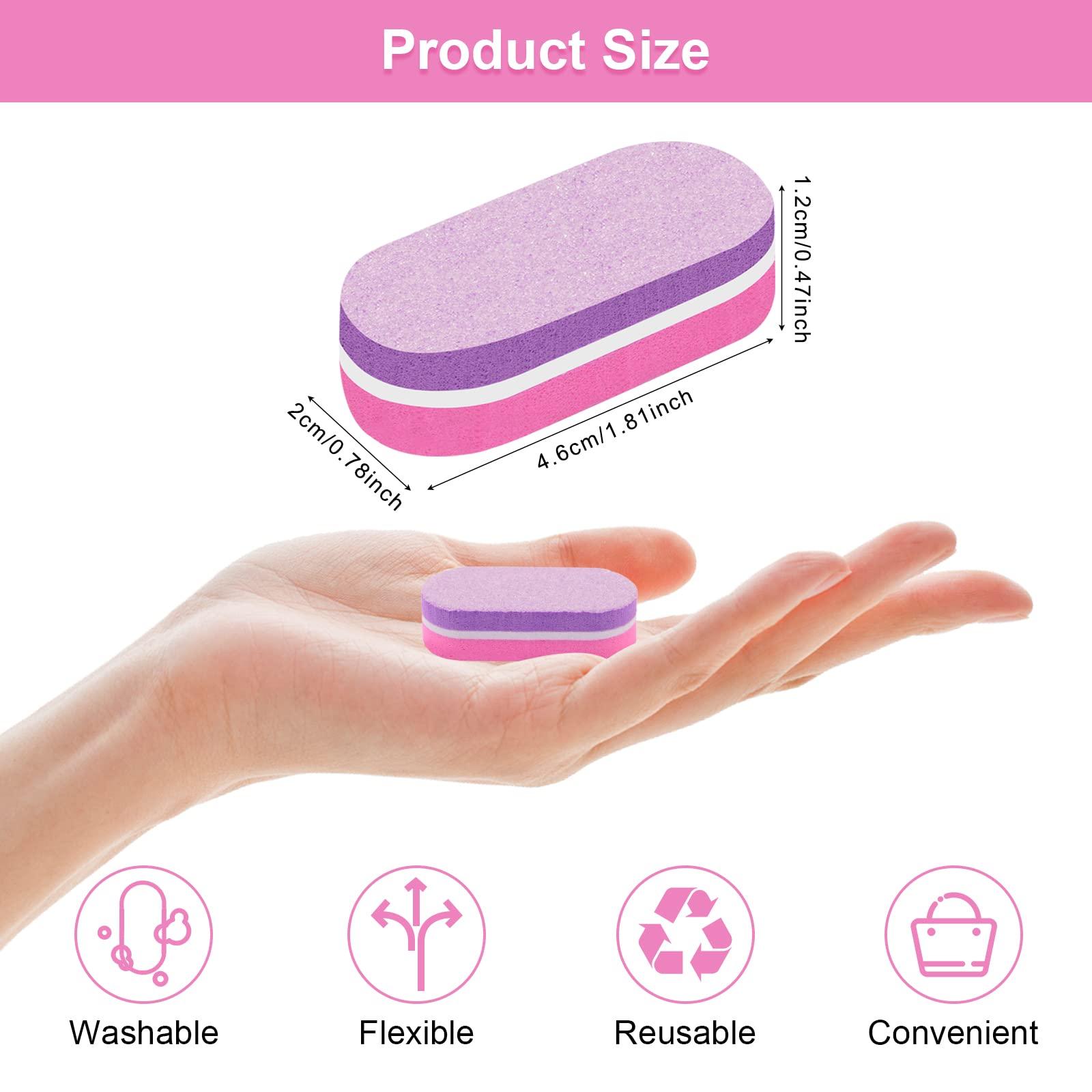 Diesisa Diesisa Mini Nail Buffers, 40pc 100/180 Grit Sponge Mini Nail Files Bulk for Acrylic Nails, Buffer Block Nail File,Mini Bulk Nail buffers Double Sided for Manicure Tools - Pink/Purple