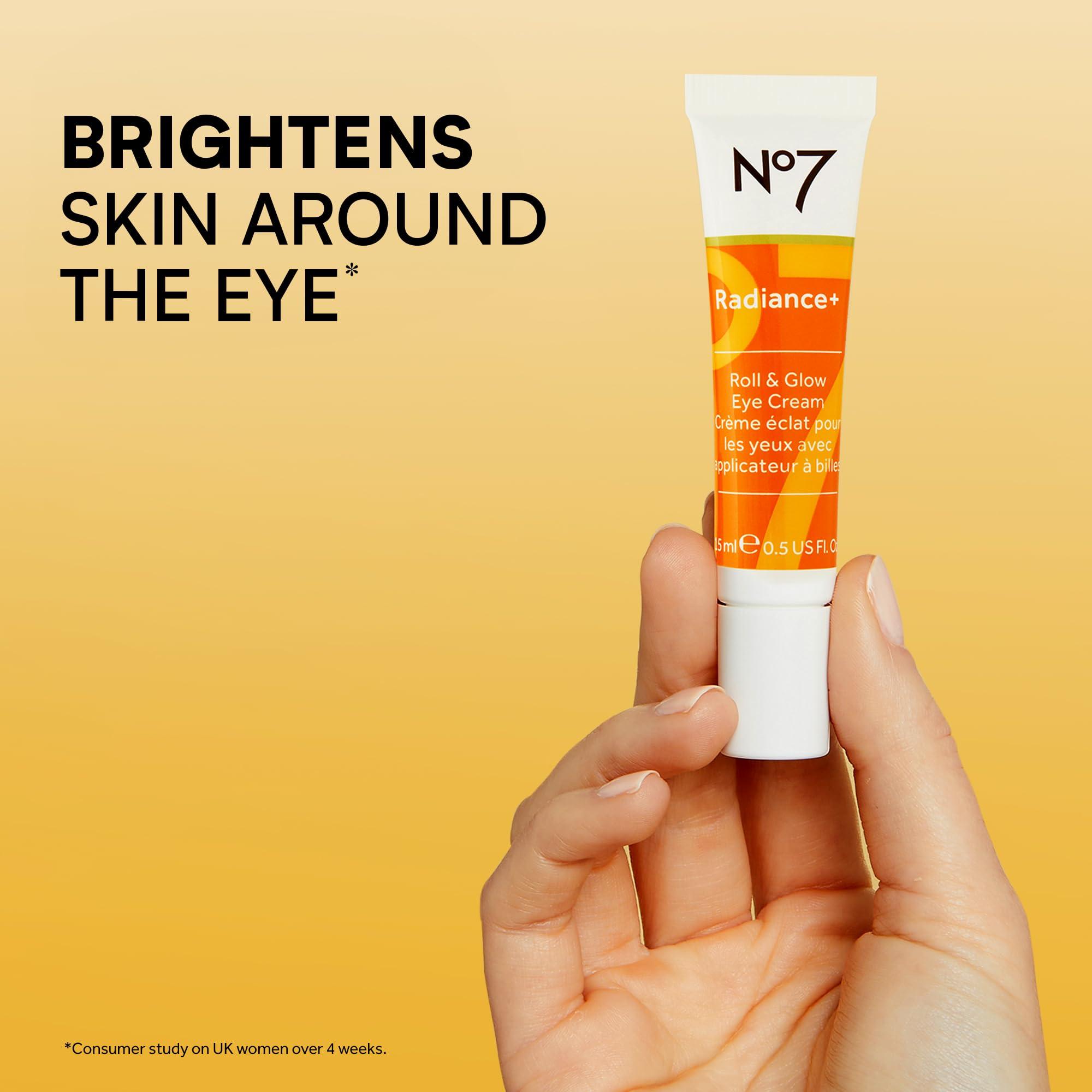 No7 No7 Radiance+ Roll & Glow Eye Cream - Reviving & Illuminating Under Eye Cream Eye Roller - Color Correcting Vitamin C + Caffeine Eye Cream for Dark Circles, Puffiness & Dullness (15ml)