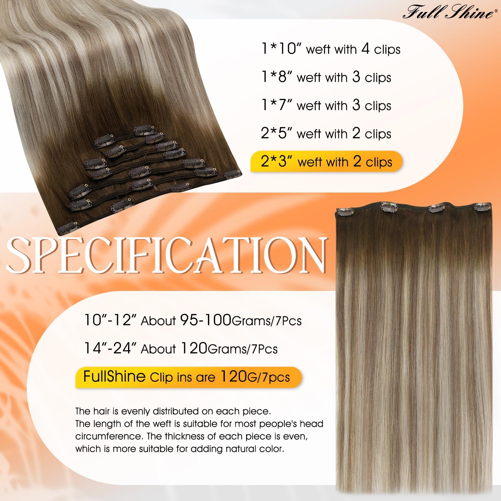 Full Shine Full Shine Sew In Hair Extensions Real Human Hair Weft Hair Extensions Human Hair Weft and Clip in Human Hair Extensions Remy Straight Balayage