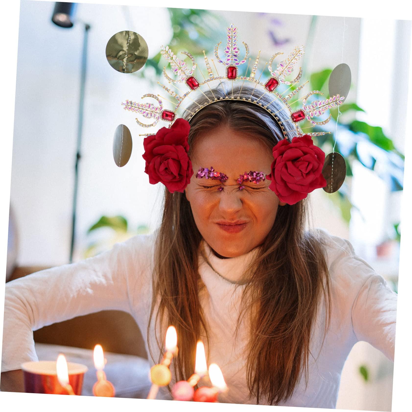 minkissy minkissy Notre Dame Headband rhinestone headbands for women headband hair accessories for women wedding roman goddess sun costume goth outfits Costume Prop Rose Greece bride Metal