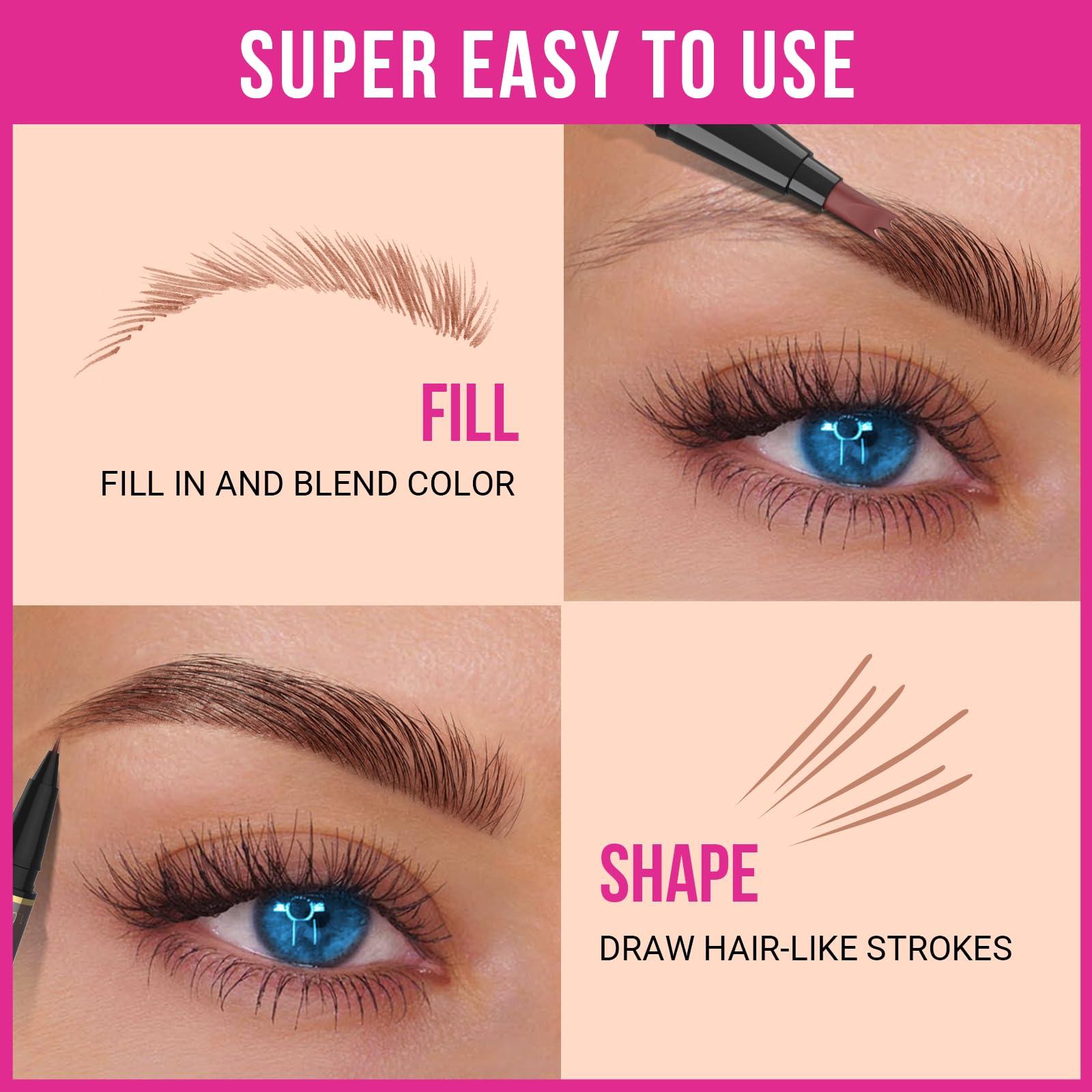 iMethod iMethod Microblading Eyebrow Pencil - Brow Pencil 2-in-1 Dual-Ended Eyebrow Pen with 3-Prong Micro-Fork-Tip Applicator & Precise Brush-Tip Creates Natural-Looking Brows, Stay on All Day, Black