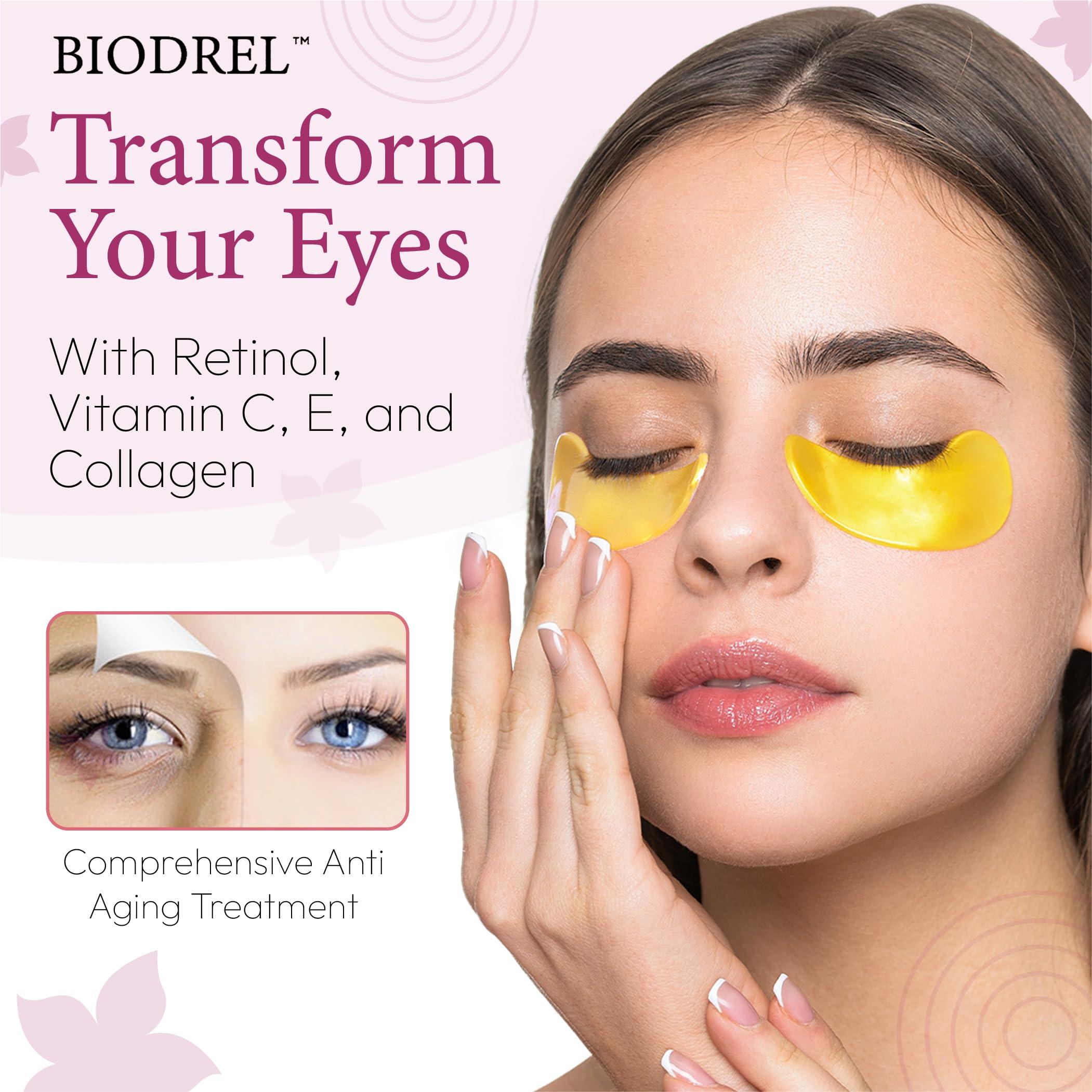 BIODREL BIODREL- Under Eye Patches (20 Pairs) for Dark Circles, Puffy Eyes, Wrinkles, Eye Bags Treatment - Collagen Mask for Men & Women with Retinol, Vitamin C - Cooling Eye Gel Pads - Puffiness Care Masks