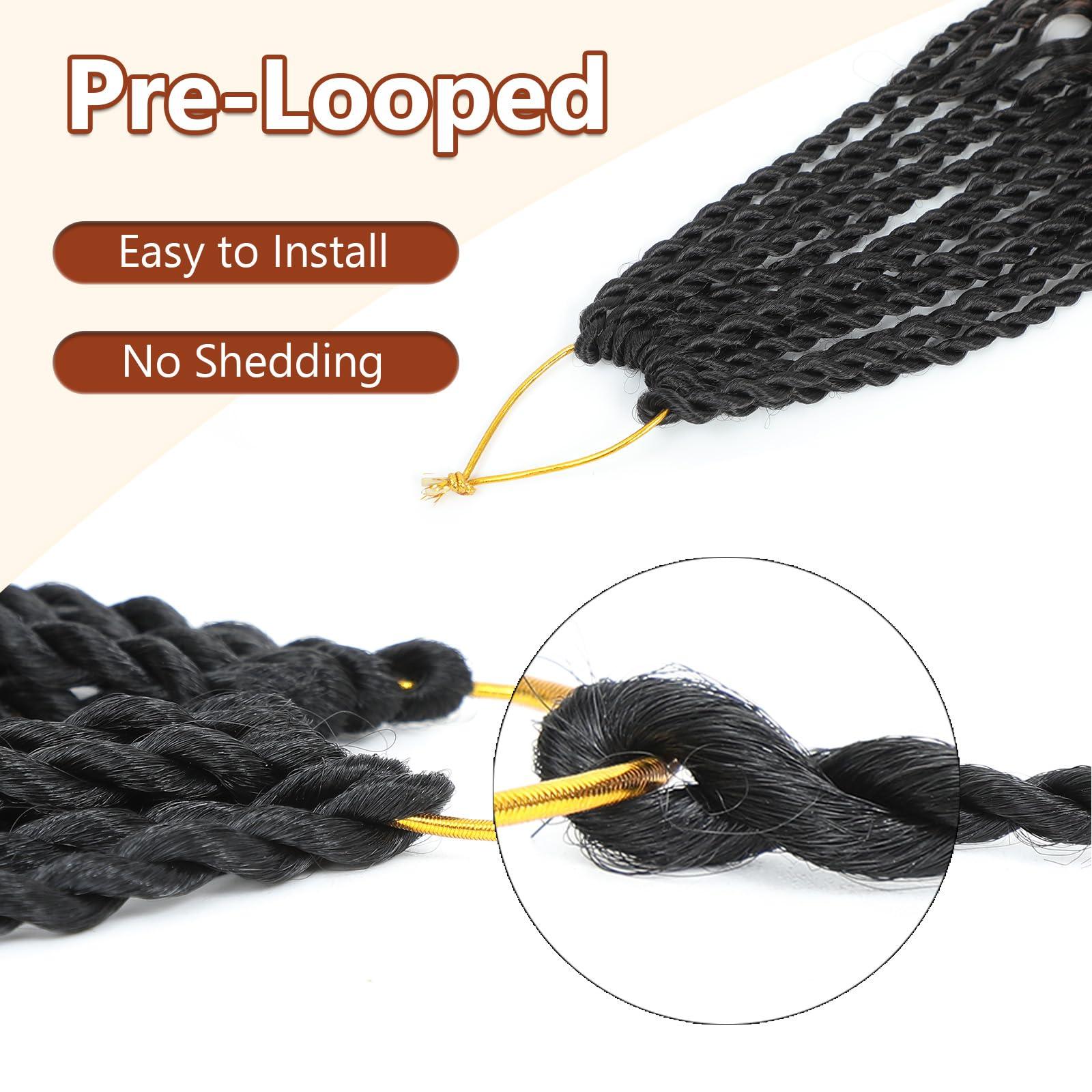 FIRSTCYH HAIR Senegalese Twist Crochet Hair with Curly Ends - 12 Inch Boho Island Twist Crochet Hair 8 Packs Boho Goddess Twist Crochet Hair Pre Looped Crochet Twists with Curly Ends(12(8Packs), 1B/33/30)