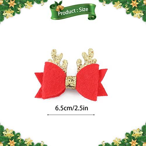 EVILD Evild Christmas Bow Hair Clips Sequins Bow Barrettes Alligator Clip Hair Bows Cute Glitter Antlers Hairpins for Girls(Pack of 3)