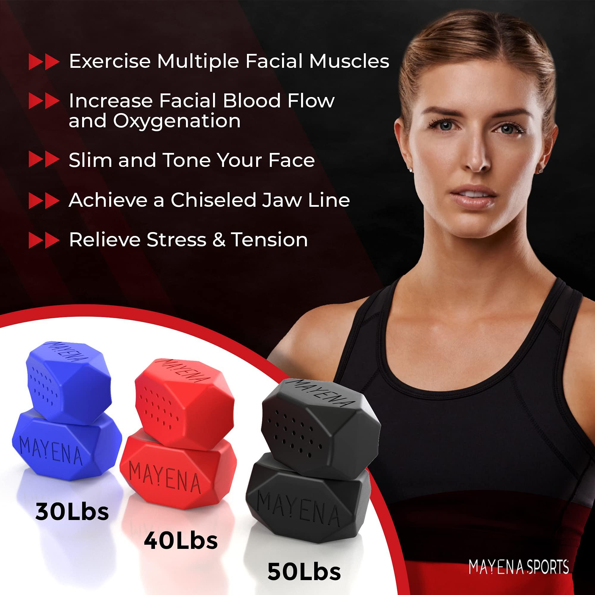 Mayena Sports Mayena Jaw Exerciser for Men & Women | Beginner Blue Pair (30lbs) | Silicone Jawline Exerciser | Jaw Trainer & Jawline Shaper for Starter Level Users | Slims, Tones & Defines the Face