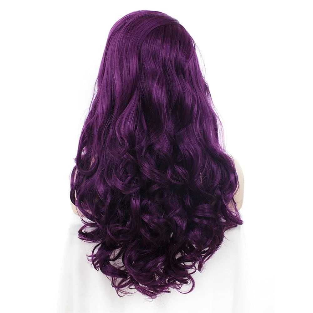 PAYNAN Purple Wig Wavy Synthetic Lace Front Wigs Cosplay Wigs Heat Resistant Fiber Glueless