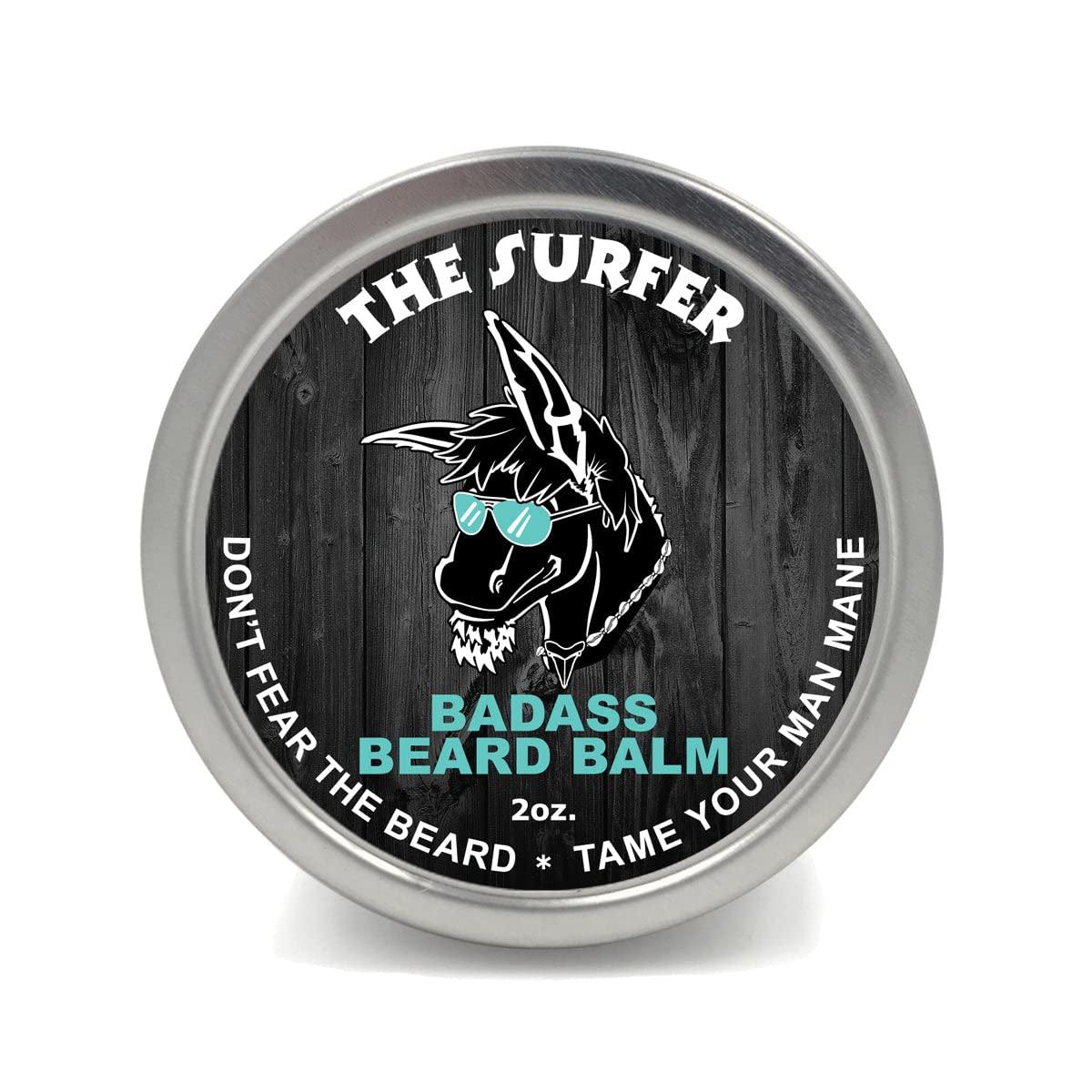 Badass Beard Care Badass Beard Care Beard Balm - The Surfer Scent, 2 Ounce - All Natural Ingredients, Keeps Beard and Mustache Full, Soft and Healthy, Reduce Itchy and Flaky Skin, Promote Healthy Growth