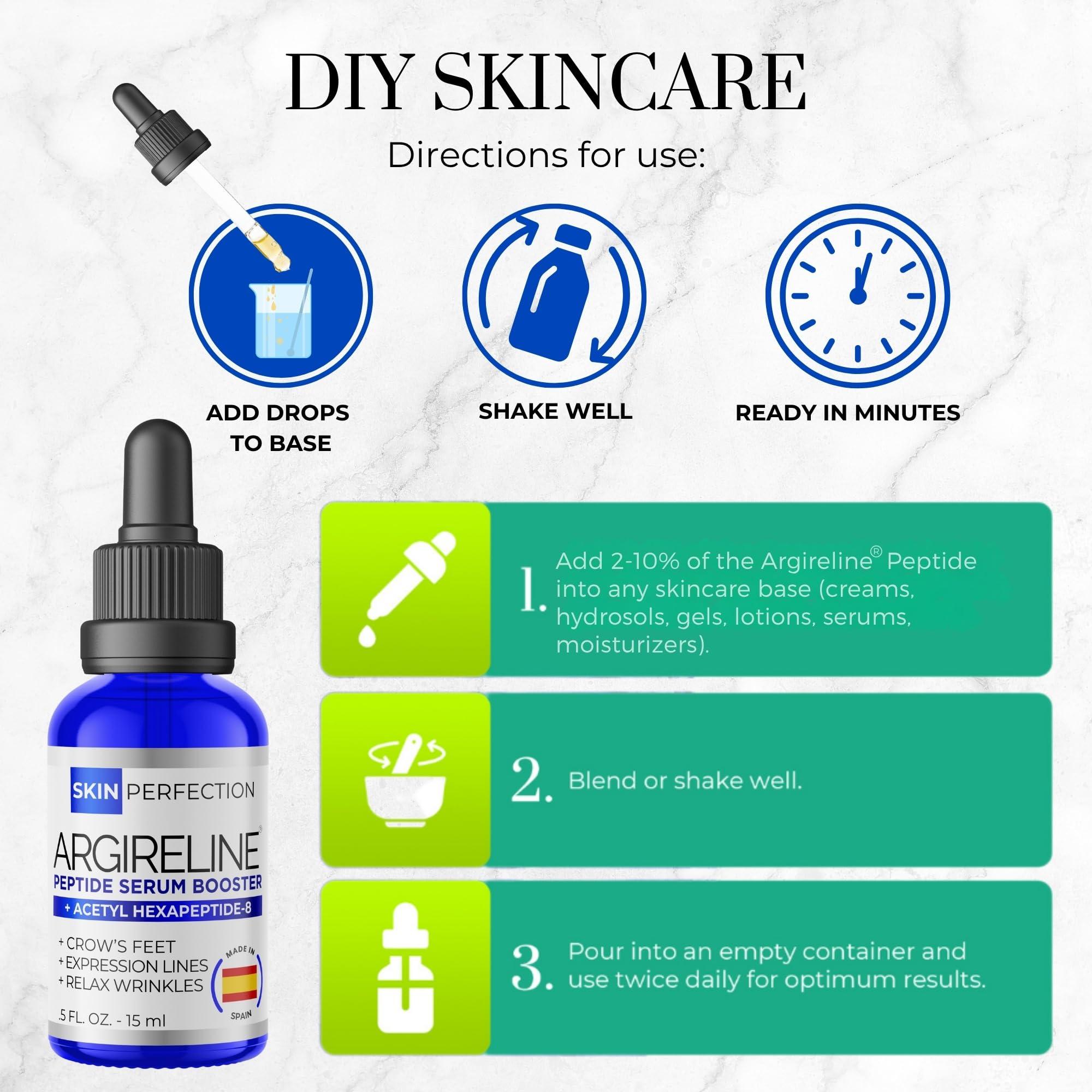 Skin Perfection Skin Perfection Argireline Serum - Peptides Serum for Face with Acetyl Hexapeptide-8 for Fine Lines & Wrinkles - Diy Anti Aging Argireline Booster Solution Mix with Any Skincare Products 0.5oz