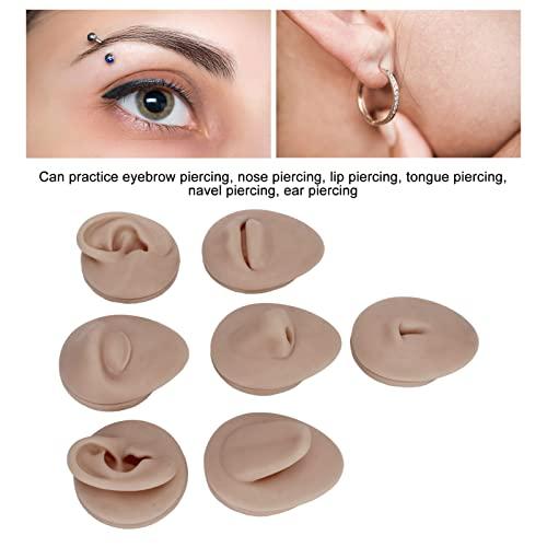 AMONIDA Piercing Body Model, 3D Vivid Silicone Piercing Practice Model, for Eyebrow Piercing, Nose Piercing, Lip Piercing, Tongue Piercing, Navel Piercing, Ear Piercing(Deep Skin Color)