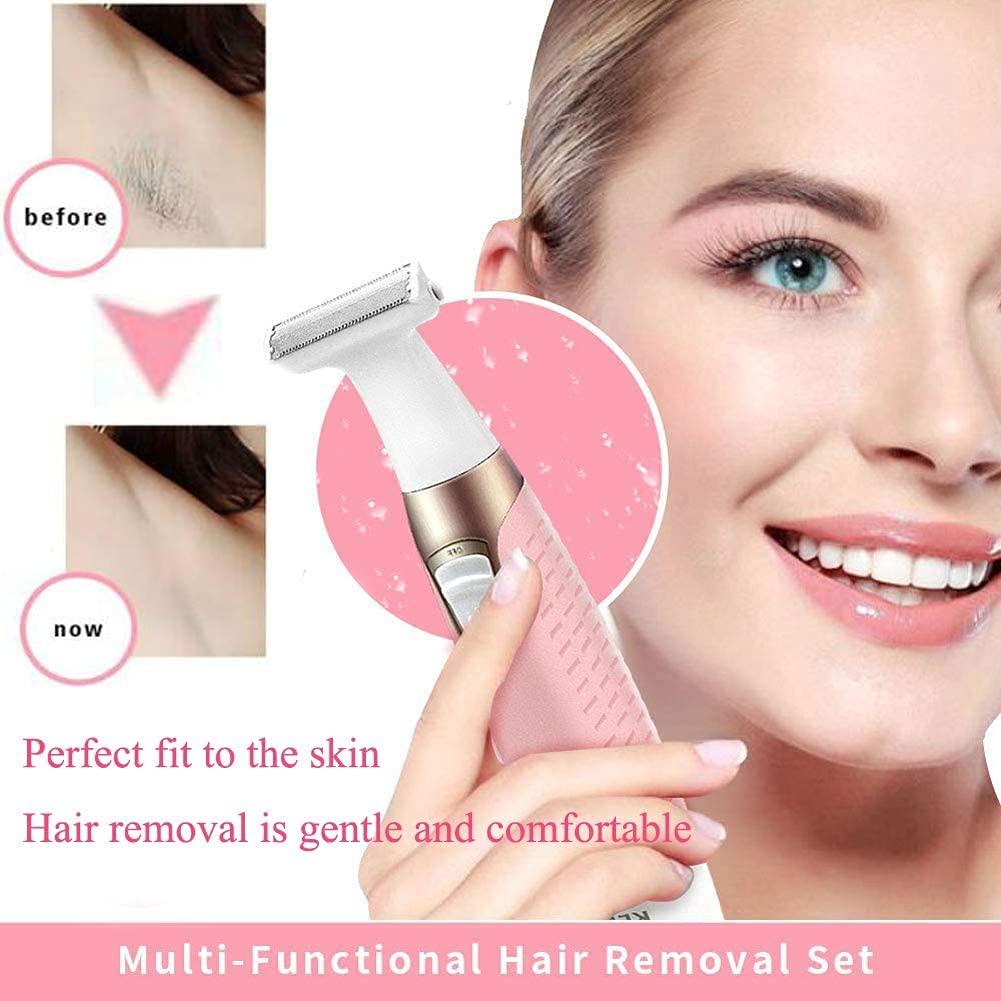 MISOY MISOY Electric Lady Shaver, Body Hair Trimmer, Bikini Womens Electric Razor, Rechargeable Hair Epilator, Painless 5 in 1 Hair Removal for Face, Arms, Back, Legs, Underarms & Nose, Eyebrows, Good Gifts