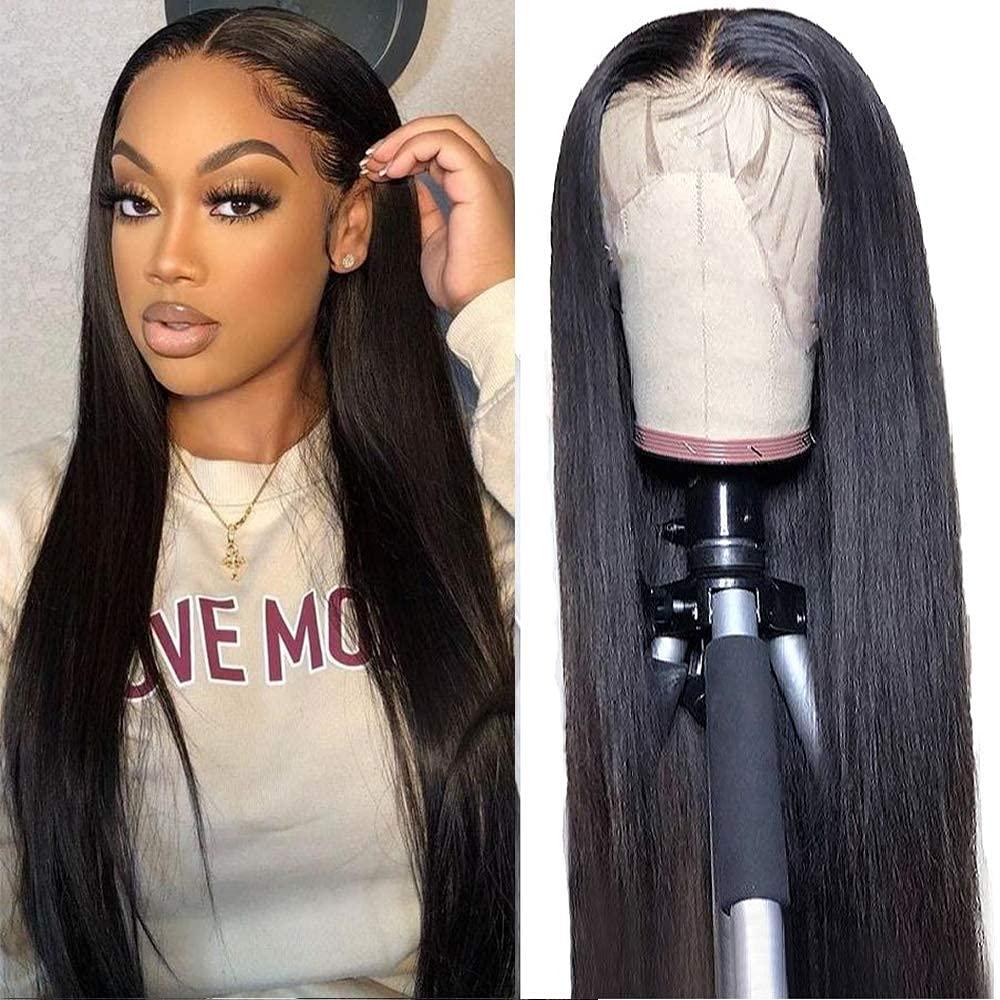 MOOTAFUL MOOTAFUL Large Cap Wigs 24 inch Cap Size Lace Front Wigs 134 Straight 150% density Pre Plucked with Baby Hair Brazilian Virgin Human Hair Wigs for Black Women 30 inch