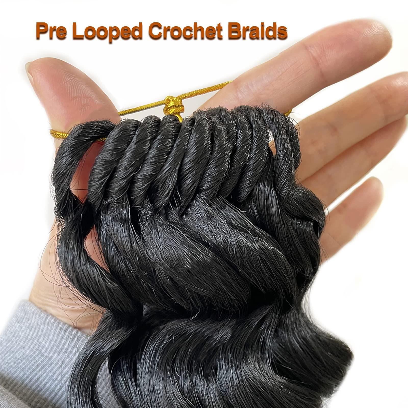 Chicmoi 9 inch Ocean Wave Crochet Hair for Black Women Short Wavy Crochet Braids 126 Roots Pre Looped Deep Wave Crochet Hair 7 Packs Natural Black Ocean Wave Crochet Hair (9 Inch, 1B)