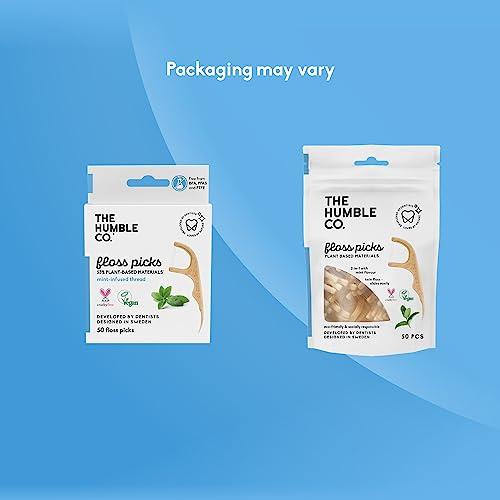 The Humble Co. The Humble Co. Floss Picks (200 Count)  Plant Based Dental Floss Picks for Superior Oral Care, Dental Hygiene, and Gum Health, Cruelty Free Tooth Floss Picks (Mint, Double Thread)