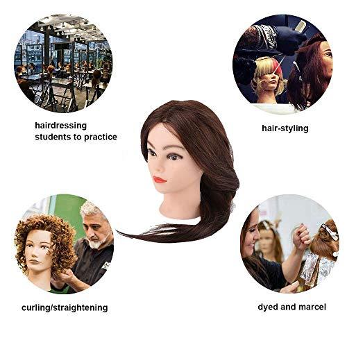 Focket Manikin Head Hair Practice Hair Doll,20Inch Human Hair Dummy Doll Head Human Hair Hairdressing Training Head Model For Hairdresser, Hair Stylist,Barber Shop Practice Hair Cutting