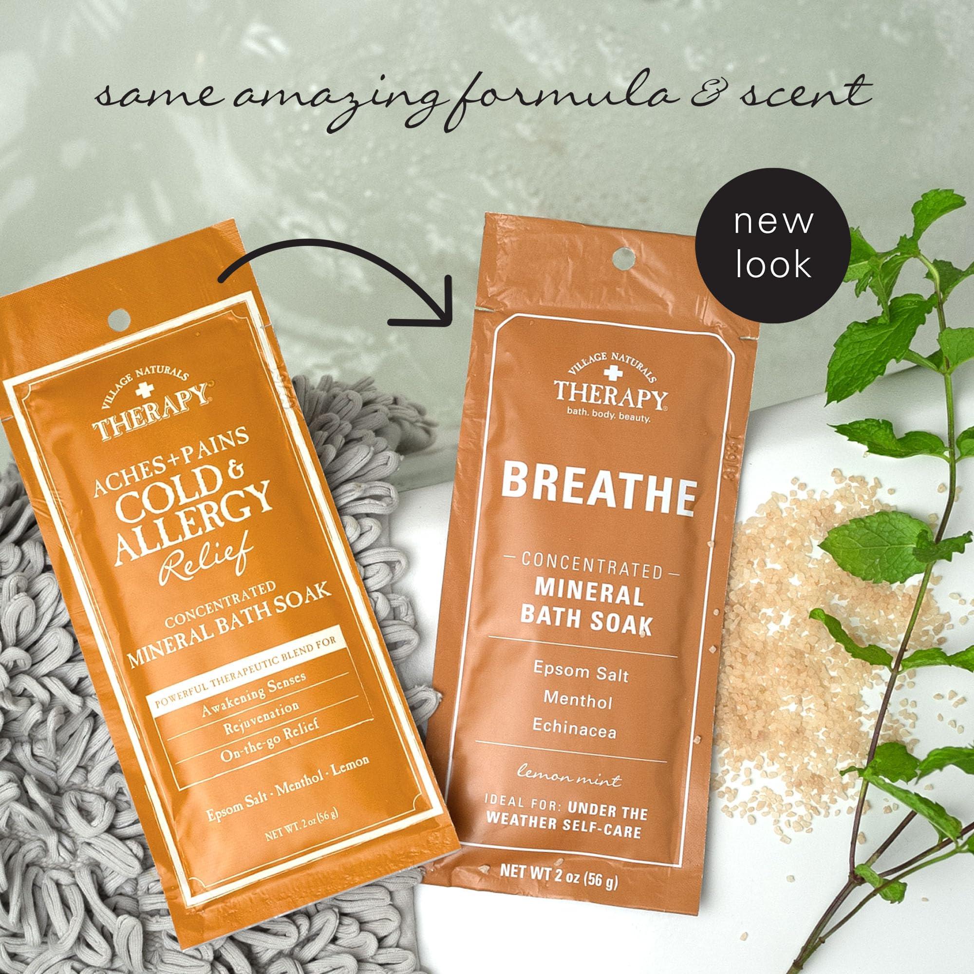 Village Naturals Therapy Village Naturals Therapy Breathe Concentrated Mineral Bath Soak, Lemon Mint, 2 Oz, Pack of 12
